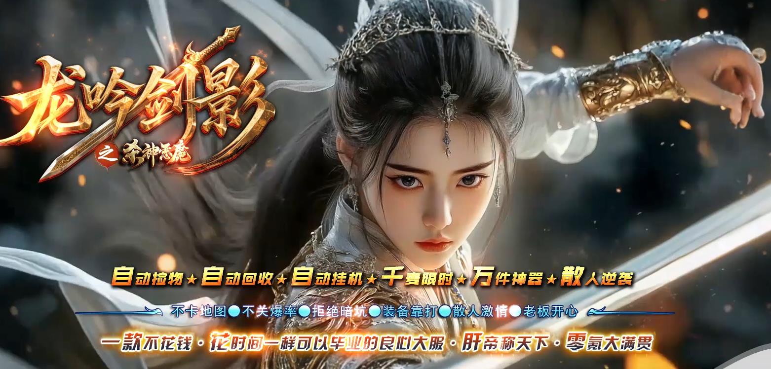 龙吟剑影杀神恶魔传奇 全新单职业万件神器版本 自带自动捡物自动回收自动挂机 全屏高爆无暗坑 散人零氪稳定打金长久服